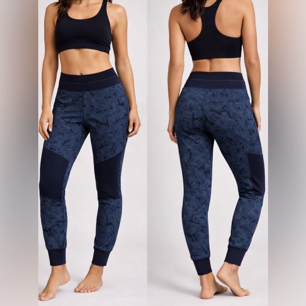 Athleta sz M Navy Patterned Track Joggers